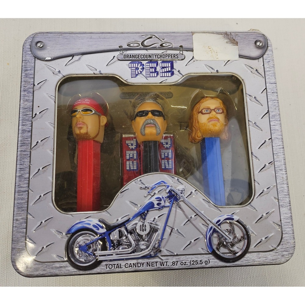 Orange County Choppers Pez Gift Set American Chopper Paul Sr Jr Mikey Tin‎ 2006